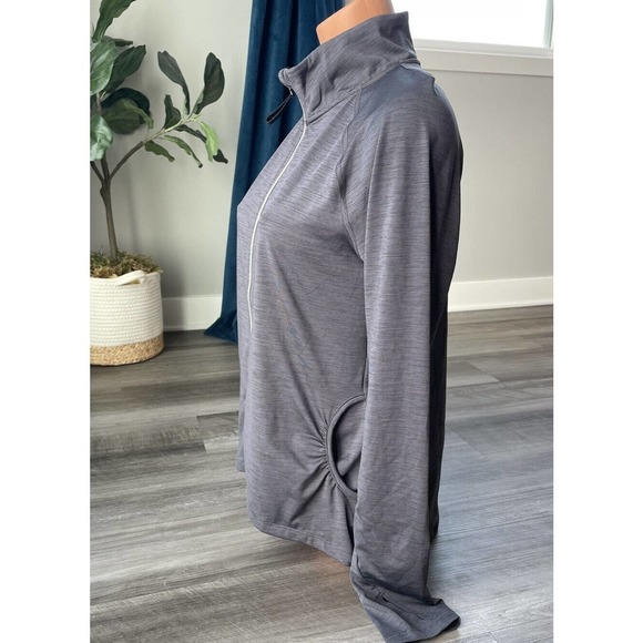 All In Motion Gray Athletic Zip Jacket M Pockets Mock Neck R1 - Picture 2 of 4